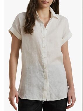 Ralph Lauren white Short-Sleeve Linen Button-Down Shirt
